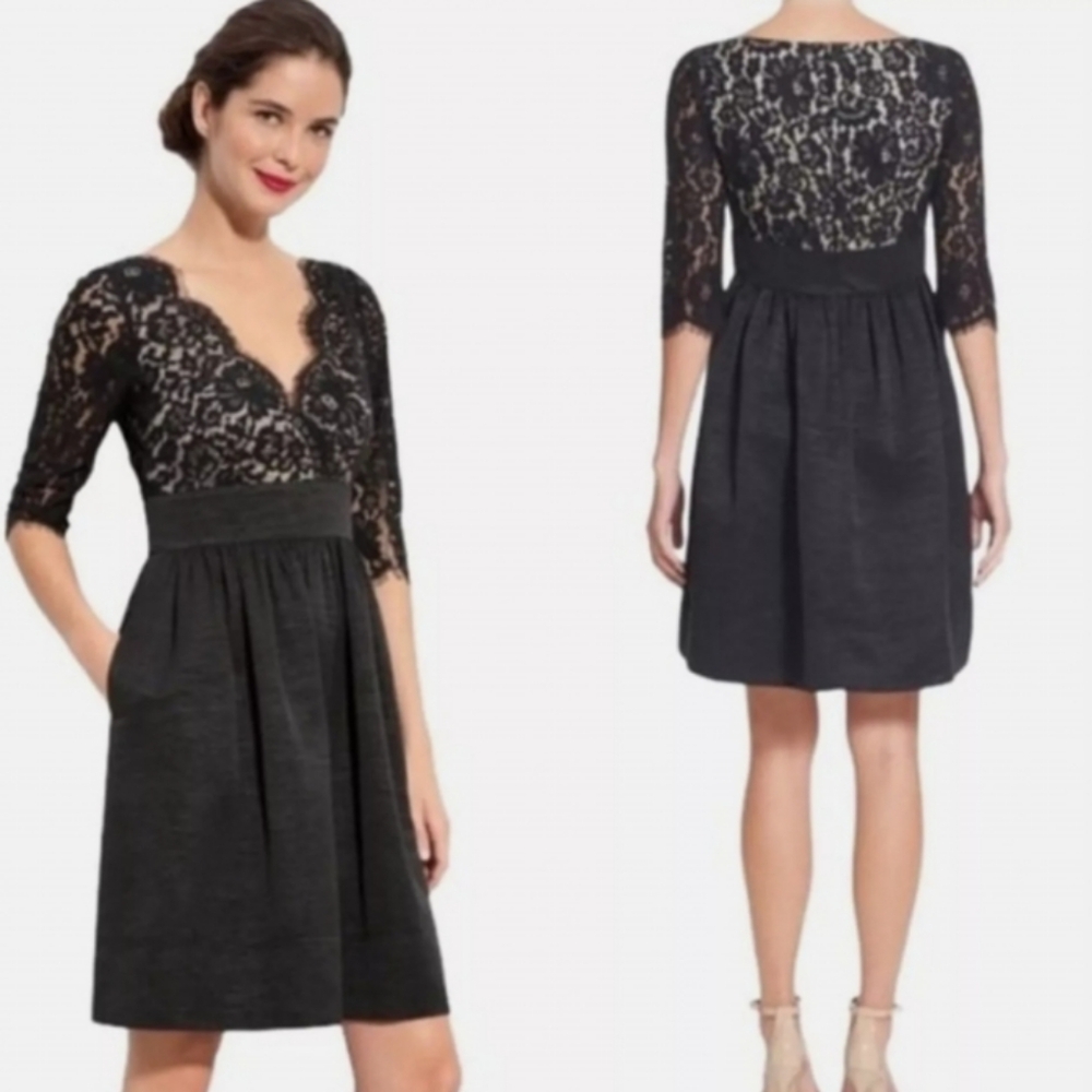 Eliza J Black Lace Long Sleeve Dress